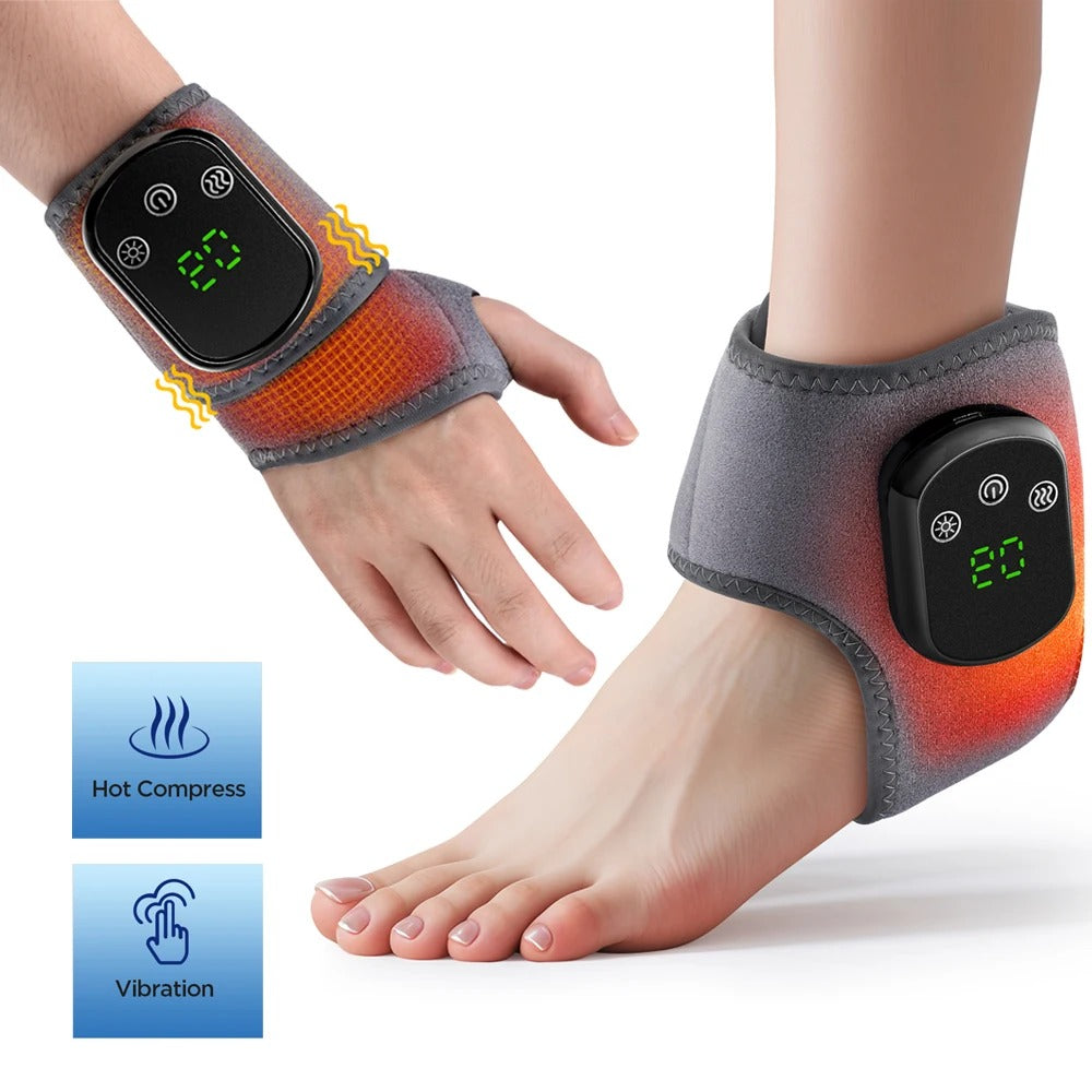 Electric Wrist Brace with Adjustable Hot Compress Vibration + Massage Ankle Guard Band Carpal Tunnel Hand Foot Protection