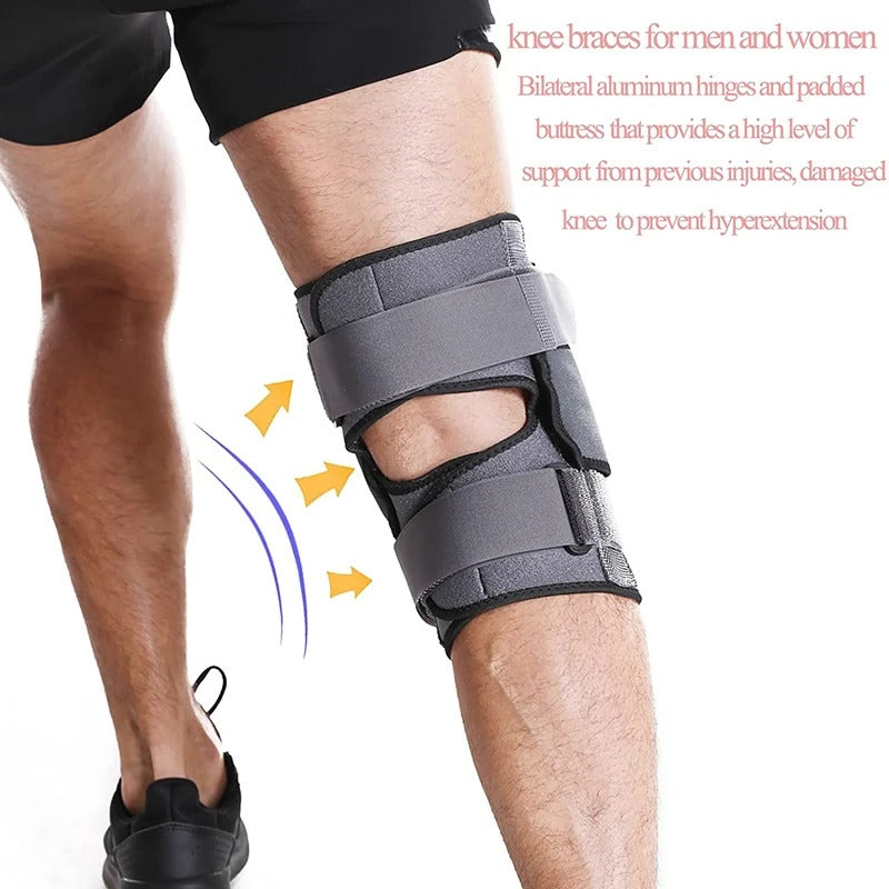 Hinged Knee Brace Open Patella Knee Support with Dual Metal Side Stabilizers for Meniscus Tear, Arthritis, Tendon Pain Relief