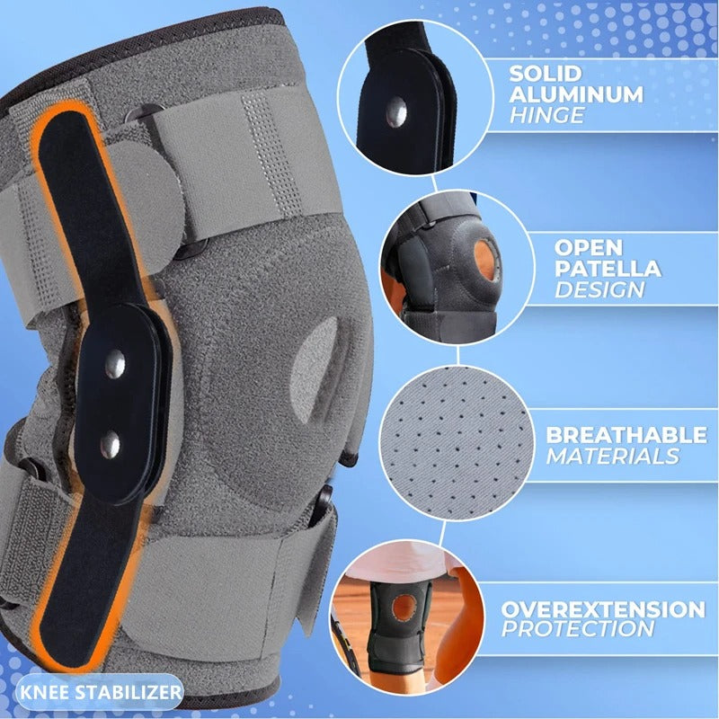 Hinged Knee Brace Open Patella Knee Support with Dual Metal Side Stabilizers for Meniscus Tear, Arthritis, Tendon Pain Relief