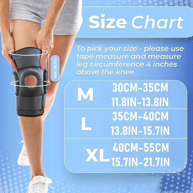 Hinged Knee Brace Open Patella Knee Support with Dual Metal Side Stabilizers for Meniscus Tear, Arthritis, Tendon Pain Relief