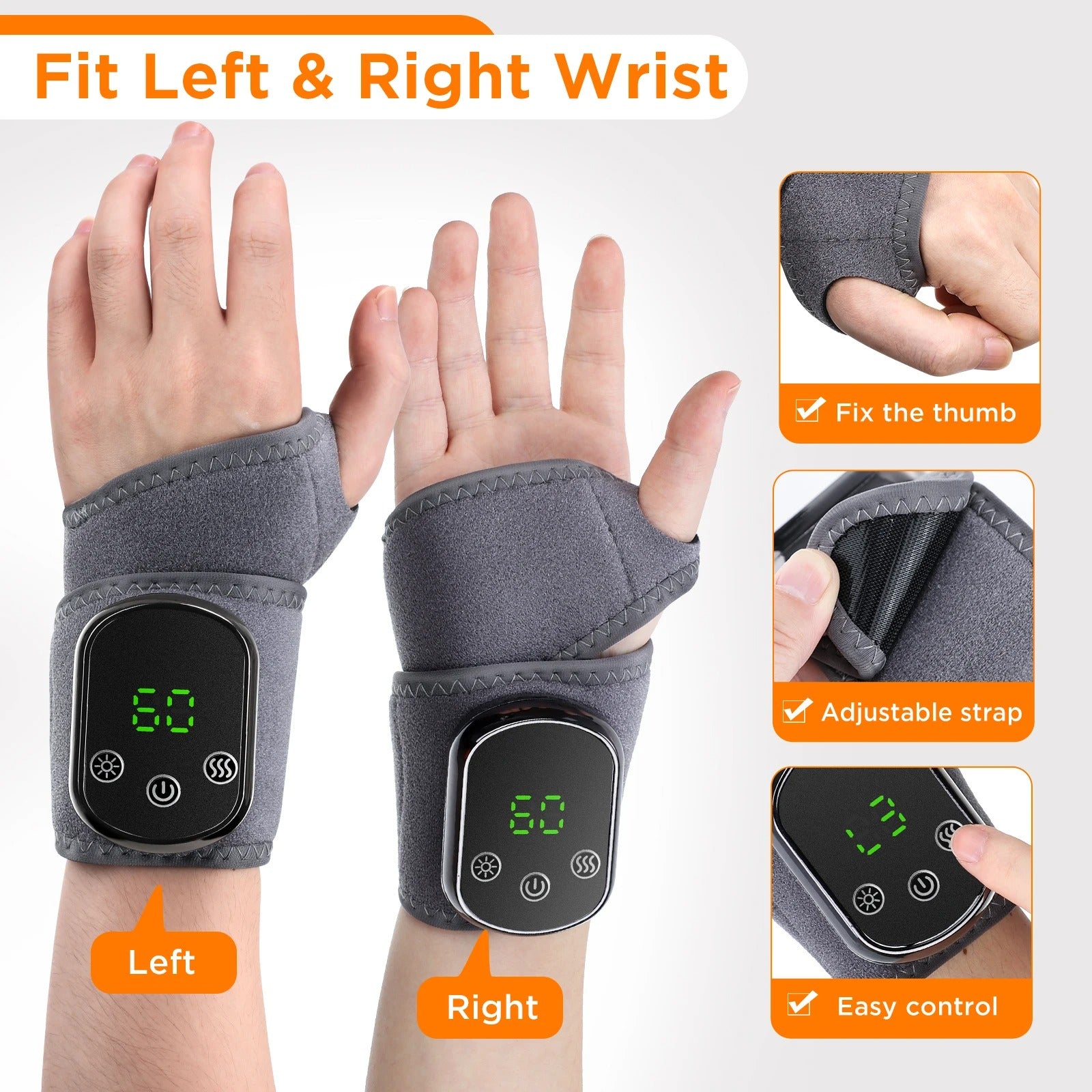 Electric Wrist Brace with Adjustable Hot Compress Vibration + Massage Ankle Guard Band Carpal Tunnel Hand Foot Protection