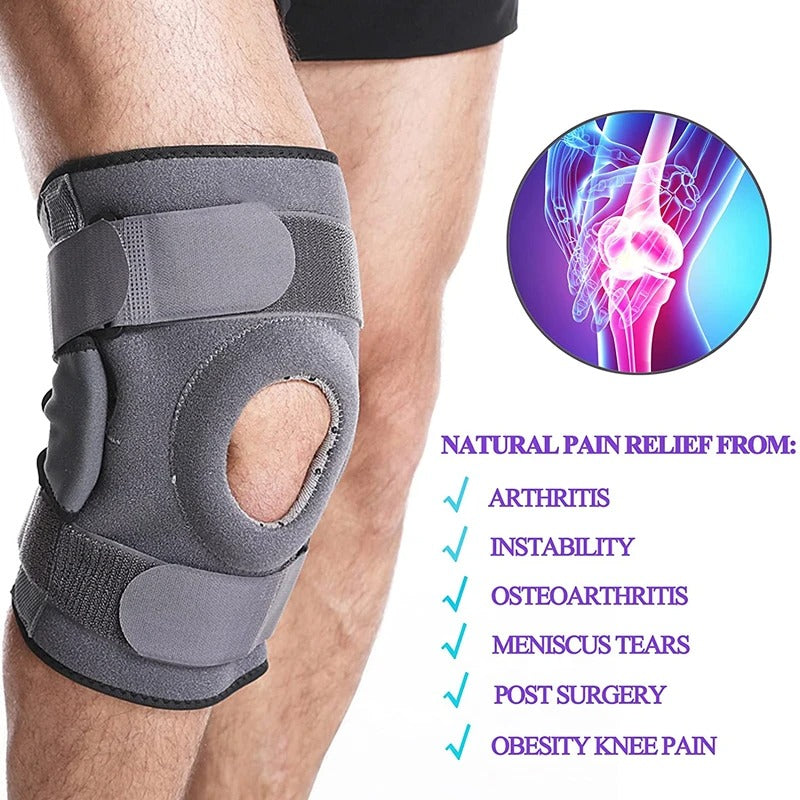 Hinged Knee Brace Open Patella Knee Support with Dual Metal Side Stabilizers for Meniscus Tear, Arthritis, Tendon Pain Relief